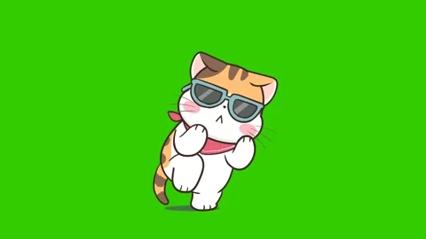 Stylish Cat Dancing - Animated on Green Screen Stock Footage 282784682