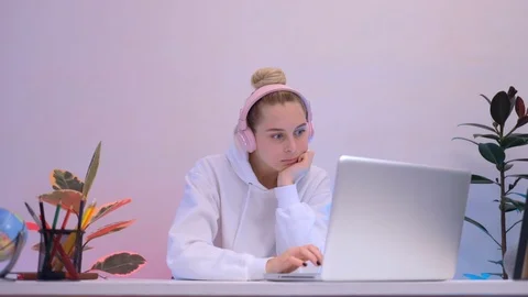 stylish caucasian girl in pink Stock Video Pond5