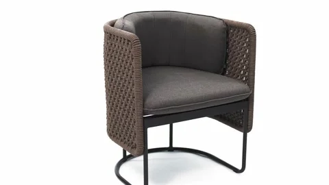 Stylish chair with a unique design of quality fabric and rope weave Stock Footage 219921682