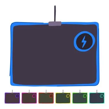 Stylish charging mouse pad wireless vector cartoon graphic Stock Illustration