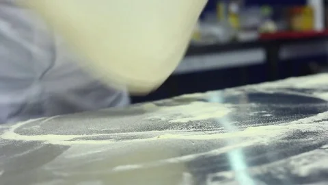 Stylish Chef makes the pizza dough Stock Footage 73425868