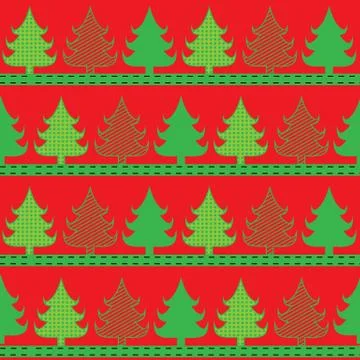 Stylish christmas tree pattern. Vector illustration red green design gift pac Illustrazione stock