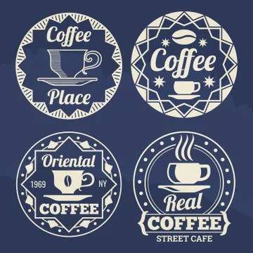 Stylish coffee labels vector design for cafe, shop, market Illustrazione stock