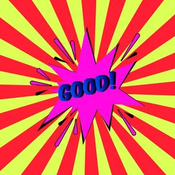 Stylish colorful retro comic speech bubble.Comic Effects text GOOD. cartoon.. Stock Illustration