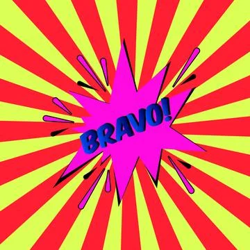 Stylish colorful retro comic speech bubble.Comic Effects text BRAVO. cartoo.. Stock Illustration