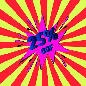 Stylish colorful retro comic speech bubble.Comic Effects text 25%OFF. carto.. Stock Illustration