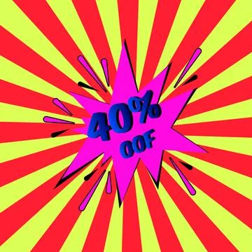 Stylish colorful retro comic speech bubble.Comic Effects text 40%OFF. carto.. Stock Illustration