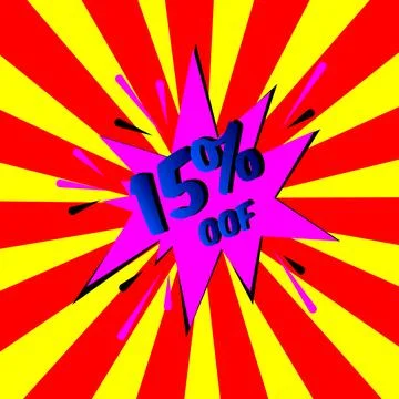 Stylish colorful retro comic speech bubble.Comic Effects text 15% OFF. cart.. Stock Illustration