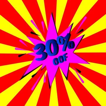 Stylish colorful retro comic speech bubbles. Text Effects text 30%OFF. pop .. Stock Illustration