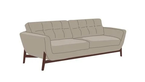 Stylish comfortable gray sofa vector flat isolated Stock Illustration
