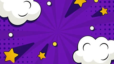 Stylish comic background with dynamic elements and explosive features on purple Stock Footage 294271529