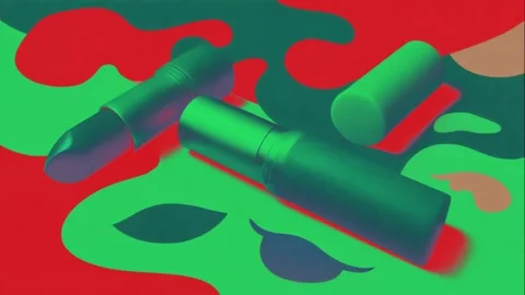 Stylish cosmetics: makeup brushes on pop art Stock Footage 308054955