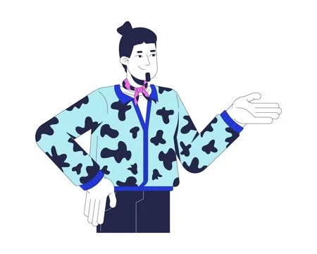 Stylish country man in patterned jacket and neckerchief 2D cartoon character Illustrazione stock