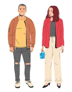 Stylish Couple Isolated. Stock Illustration
