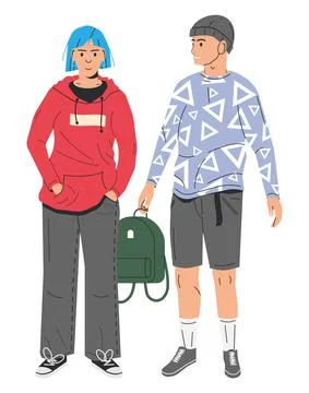 Stylish Couple Isolated. イラスト素材
