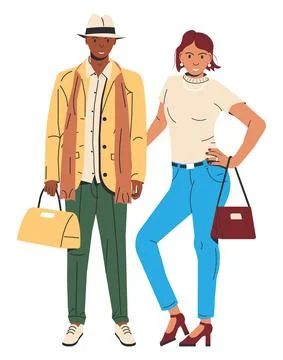 Stylish Couple Isolated. イラスト素材