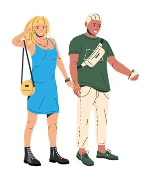 Stylish Couple Isolated. イラスト素材
