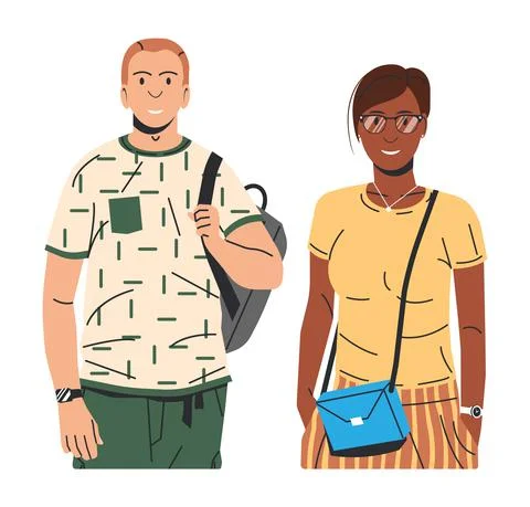 Stylish Couple Isolated. Stock Illustration