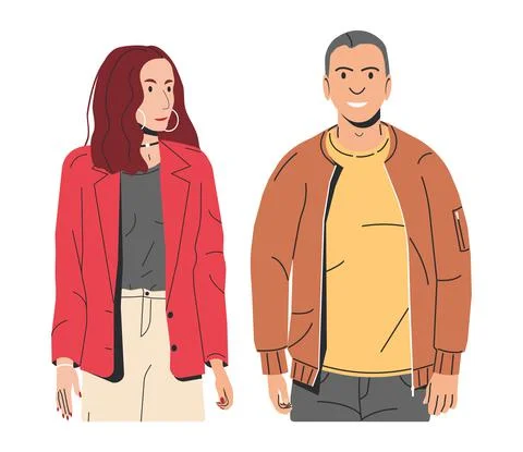 Stylish Couple Isolated. Stock Illustration
