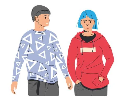Stylish Couple Isolated. イラスト素材
