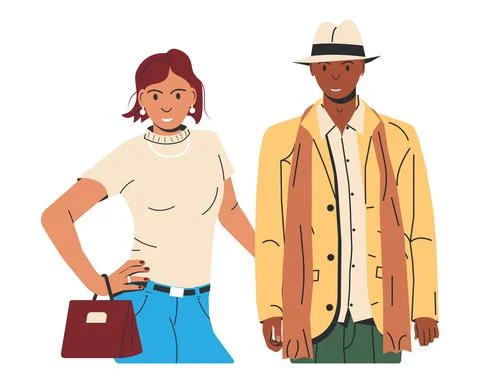 Stylish Couple Isolated. Stock Illustration