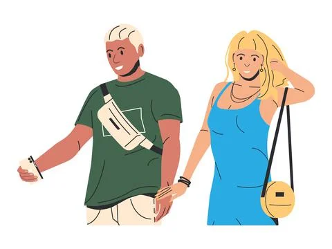 Stylish Couple Isolated. イラスト素材