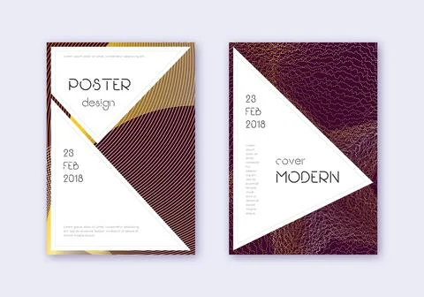 Stylish cover design template set. Gold abstract l 스톡 일러스트