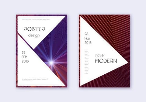 Stylish cover design template set. Violet abstract Stock Illustration
