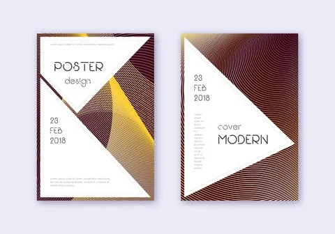 Stylish cover design template set. Gold abstract l Stock Illustration