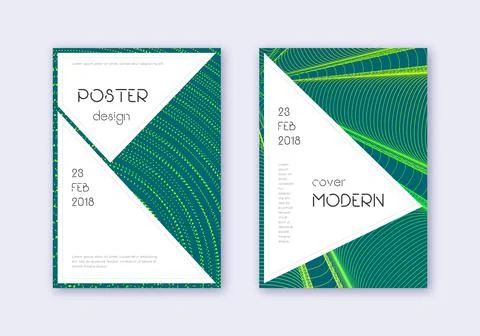 Stylish cover design template set. Green abstract Stock Illustration