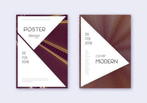 Stylish cover design template set. Gold abstract l 스톡 일러스트