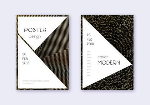 Stylish cover design template set. Gold abstract l Stock Illustration