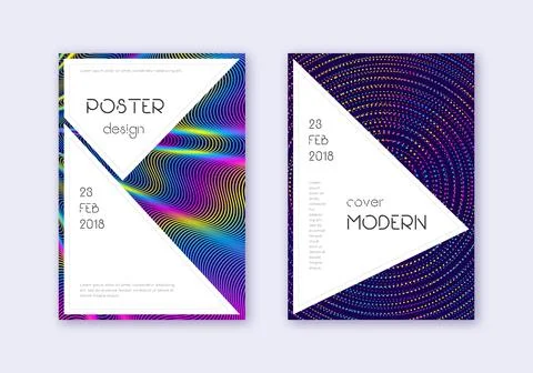 Stylish cover design template set. Rainbow abstrac Illustrazione stock