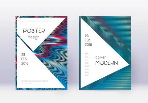 Stylish cover design template set. Red abstract li 스톡 일러스트