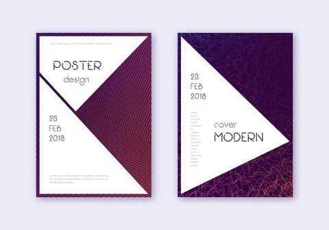 Stylish cover design template set. Violet abstract Stock Illustration