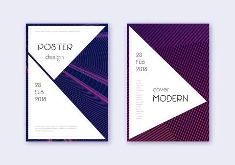 Stylish cover design template set. Violet abstract Stock Illustration