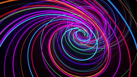 Stylish creative abstract background in 4k. colored lines swirling in spiral fly Stock Footage 136459730