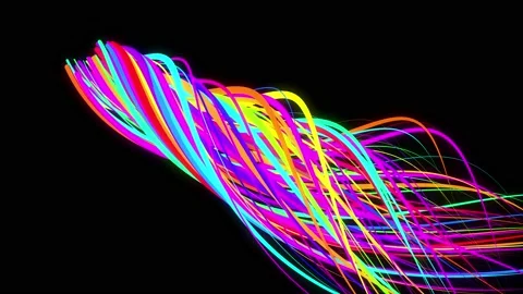 Stylish creative abstract background in 4k. colored lines swirling in spiral fly Stock Footage 136459866