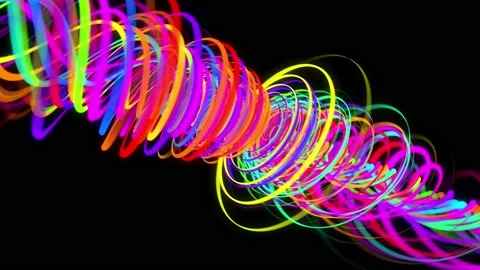 Stylish creative abstract background in 4k. colored lines swirling in spiral fly Stock Footage 136460231