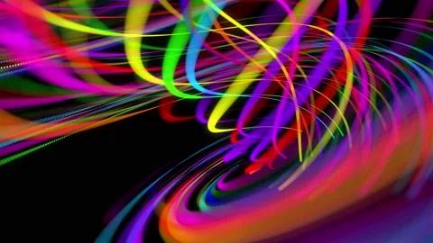 Stylish creative abstract background in 4k. colored lines swirling in spiral fly Stock Footage 136460701