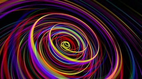 Stylish creative abstract background in 4k. colored lines swirling in spiral fly Stock Footage 138076642