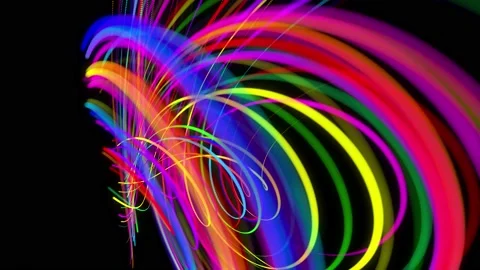 Stylish creative abstract background in 4k. colored lines swirling in spiral fly Stock Footage 138076715