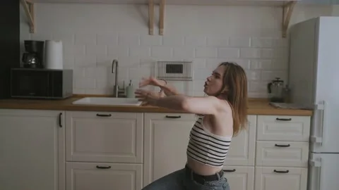 A stylish dancer dancing at home. Cool party at home. Alone. Video stock 158160523