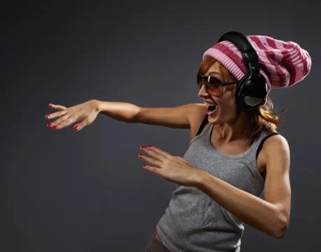 Stylish dancing young gir Stock Photos