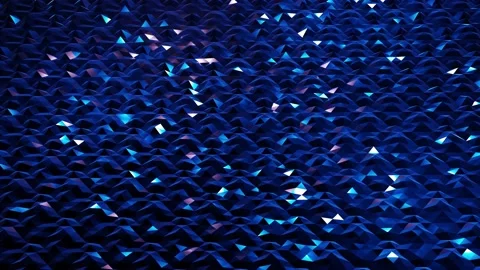 Stylish dark abstract low poly background in 4k. Abstract waves move on glossy Stock Footage 136469966