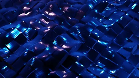 Stylish dark abstract low poly background in 4k. Abstract waves move on glossy Stock Footage 136470105