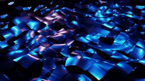 Stylish dark abstract low poly background in 4k. Abstract waves move on glossy Stock Footage 136470292