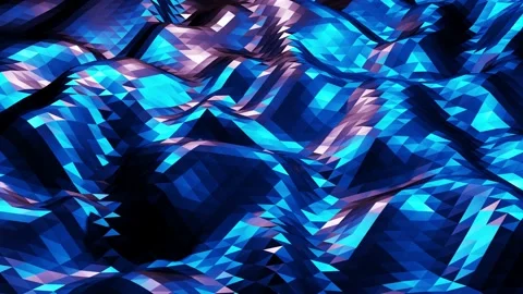 Stylish dark abstract low poly background in 4k. Abstract waves move on glossy Stock Footage 137504179