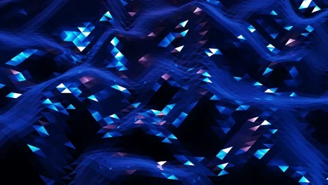 Stylish dark abstract low poly background in 4k. Abstract waves move on glossy Stock Footage 137504382