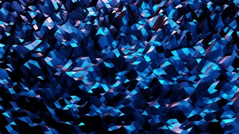Stylish dark abstract low poly background in 4k. Abstract waves move on glossy Stock Footage 138133038